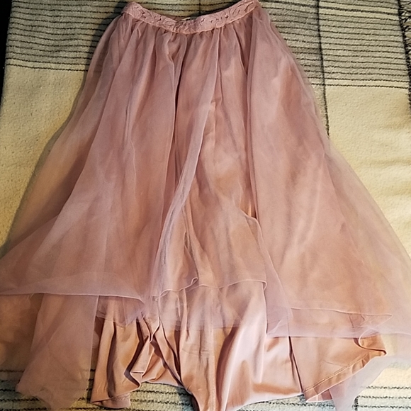 Miami Skirt Pink Lined Hi-lo Mesh Layered Skirt Small - Picture 1 of 6